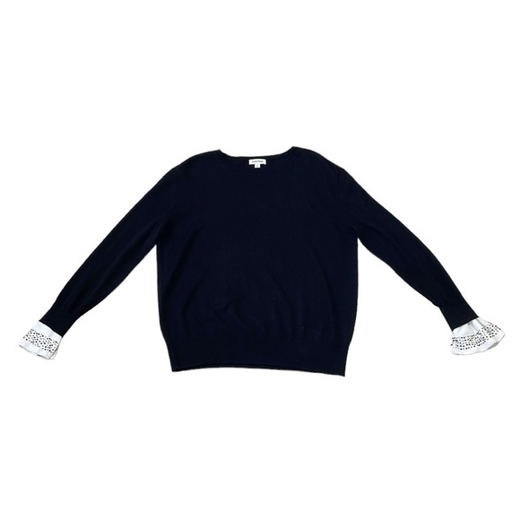 Nordstrom Sweater Wool Beaded Black White Size Medium M - Picture 3 of 14